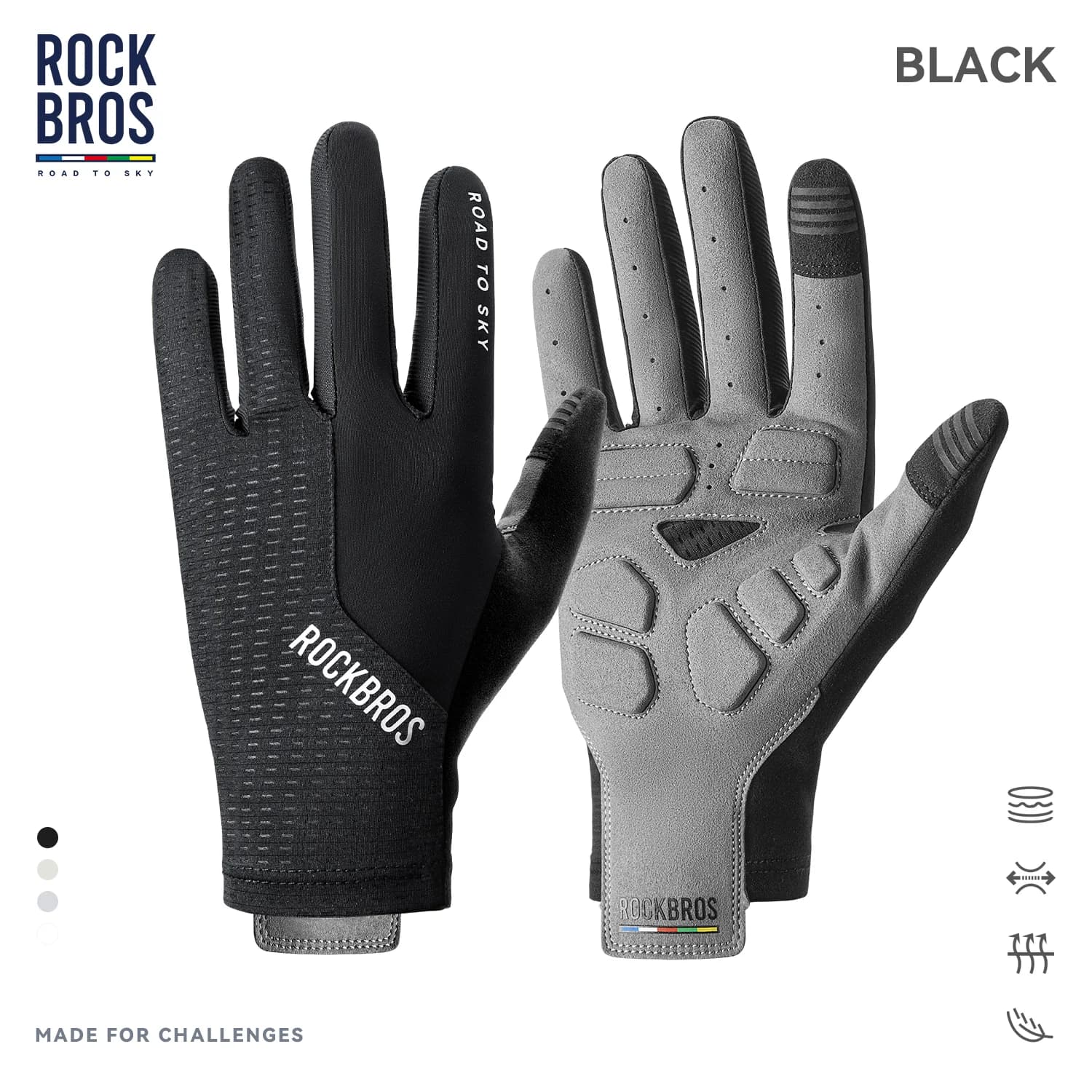 Vollfinger-Radhandschuhe, atmungsaktiv & Touchscreen-kompatibel