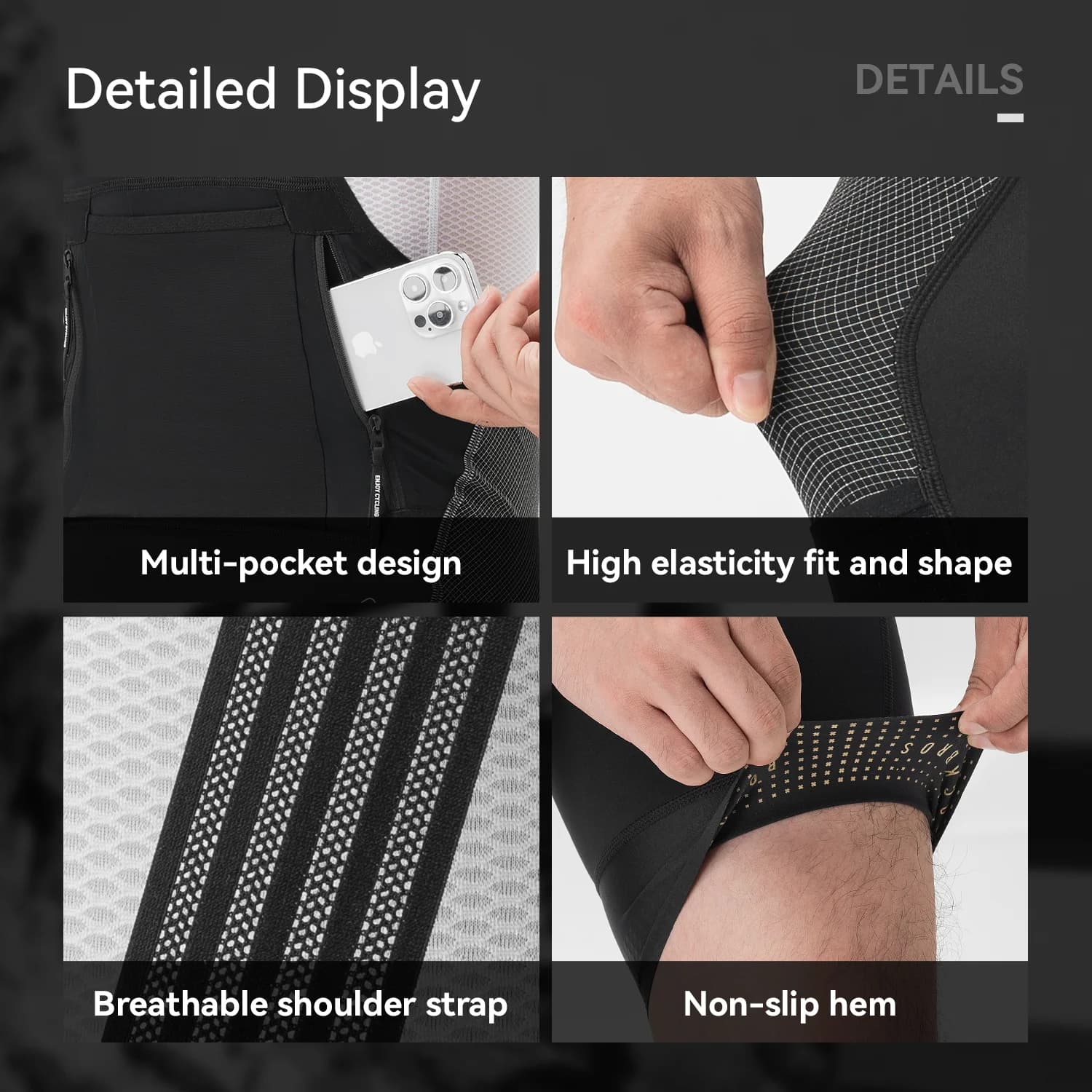 Atmungsaktive Träger-Radhose mit hoher Elastizität
