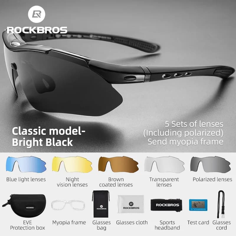 Polarisierte Fahrrad-Sonnenbrille mit 5 Gläsern