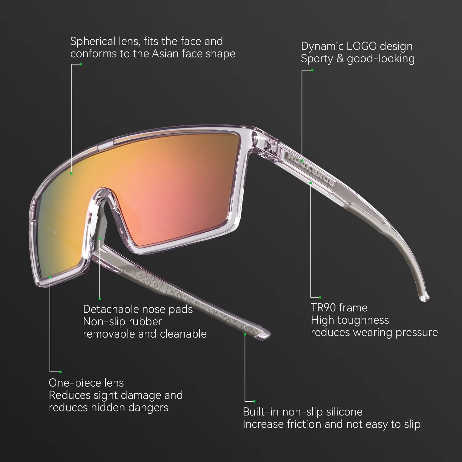 Polarisierte photochrome winddichte Cycling-Sonnenbrille