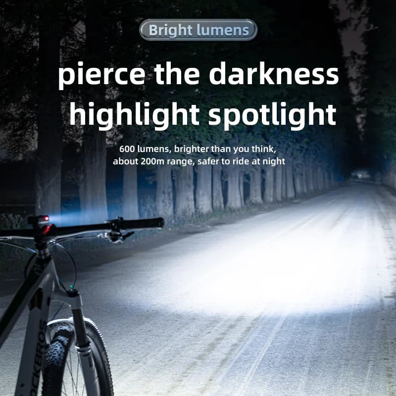 Fahrrad-Frontlicht, 600LM, IPX6 wasserdicht, Typ-C