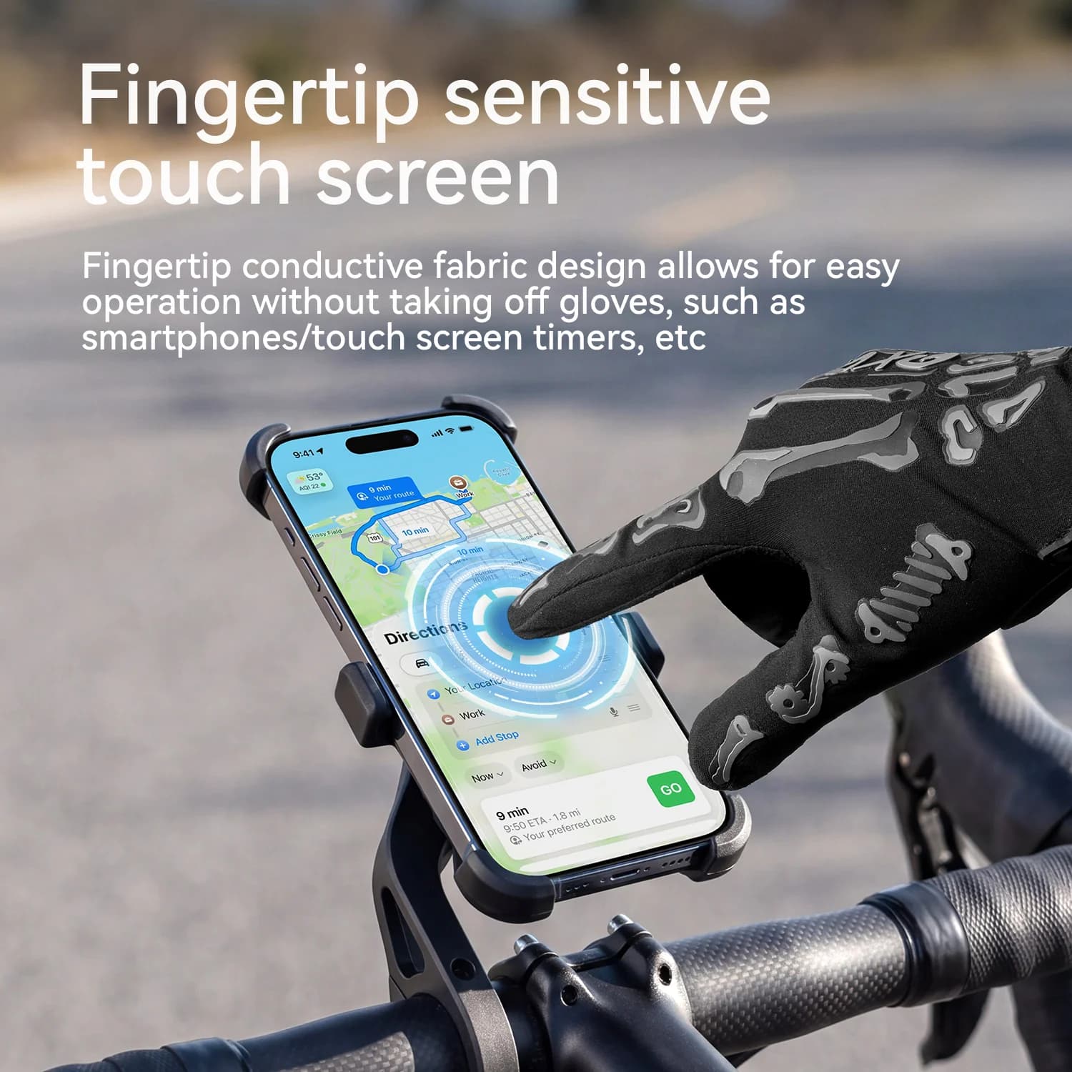 Frühling-Sommer atmungsaktive stoßfeste Touchscreen-Radhandschuhe