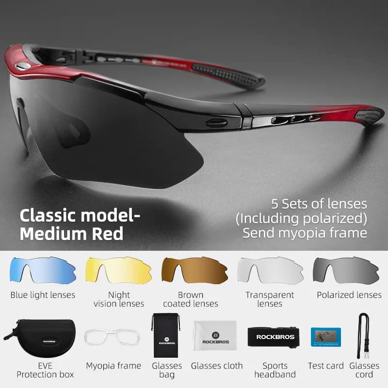 Polarisierte Fahrradsonnenbrille mit 5 Gläsern