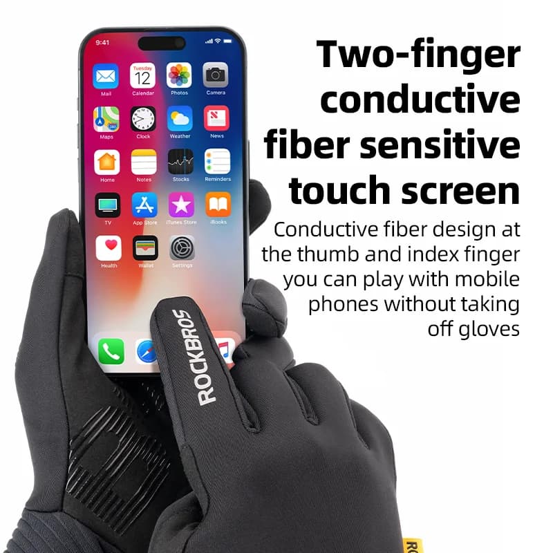 Winddichte Fleece-Radhandschuhe mit Touchscreen-Funktion